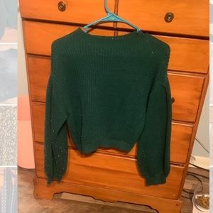 Cropped emerald green sweater